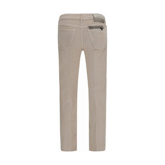 Beige Cotton Casual Pants
