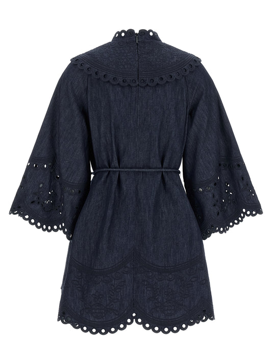 Blue Cotton Short Dress
