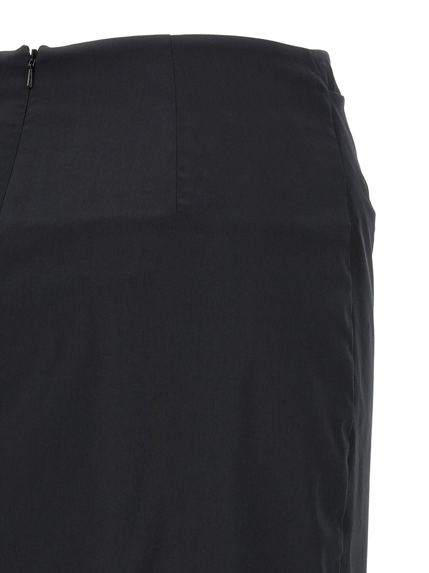 Black Cotton Midi Skirt