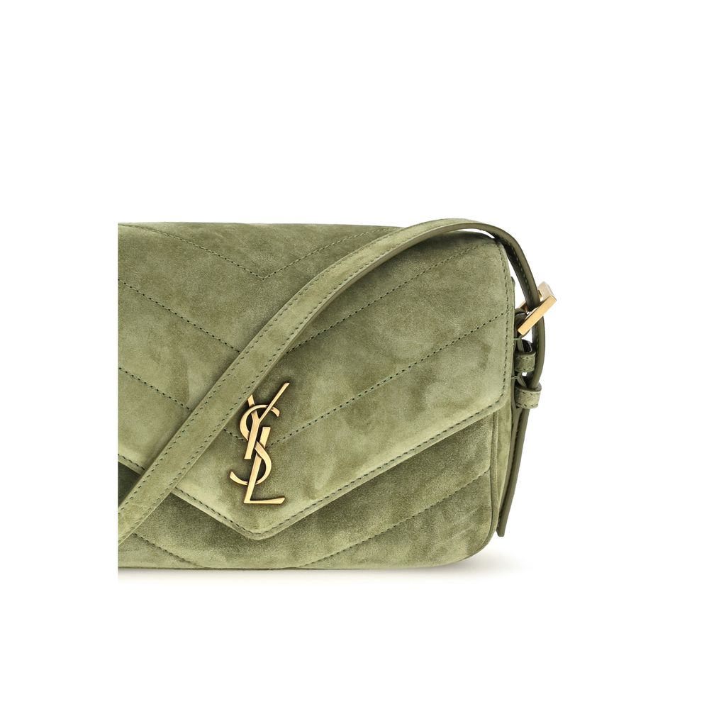 Bicolor Suede Leather Shoulder Bag