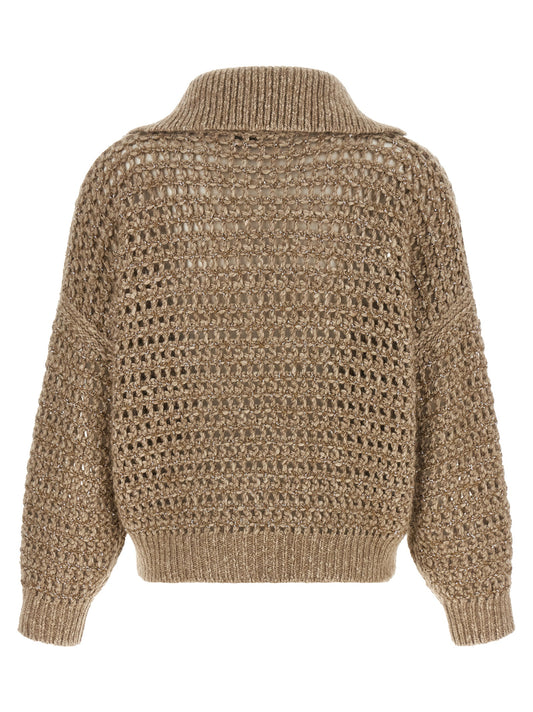 Beige Elastane Cardigan