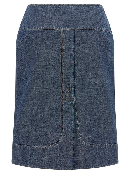 Blue Cotton Midi Skirt