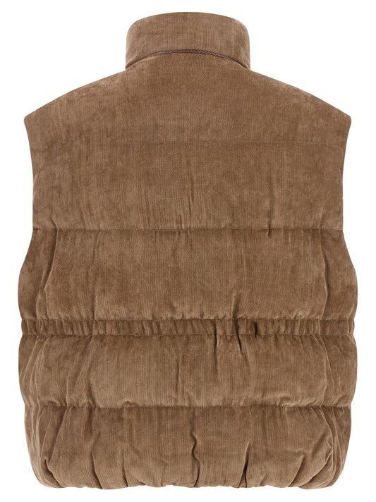 Beige Viscose Sleeveless Jacket