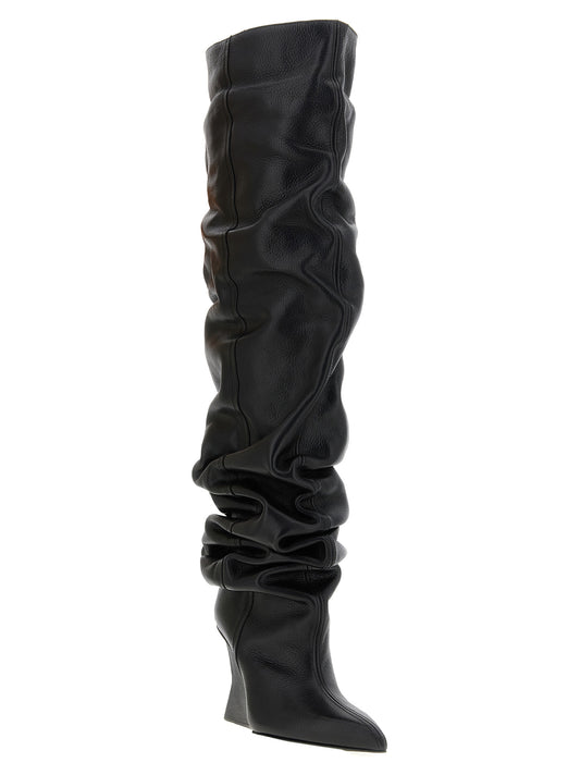 Black Calfskin Over The Knee