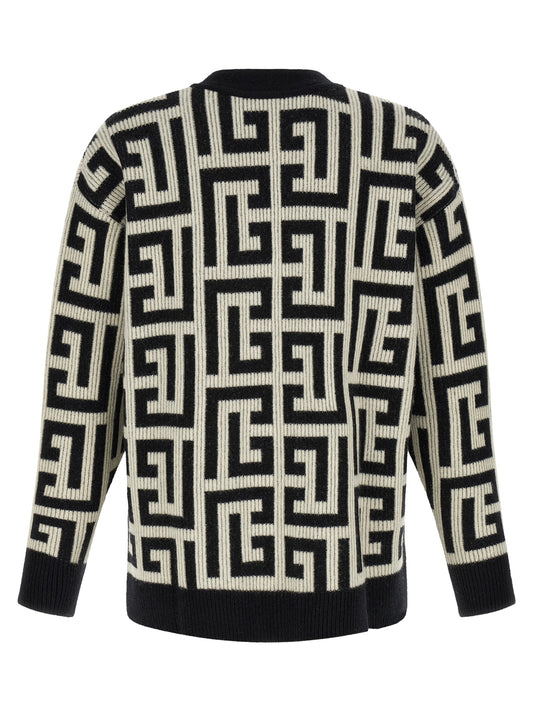 Bicolor Merino Wool Cardigan