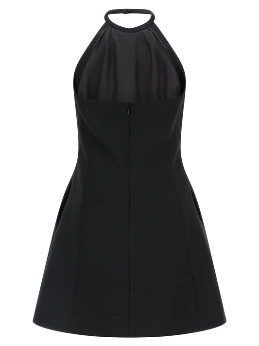 Black Virgin Wool Short Dress