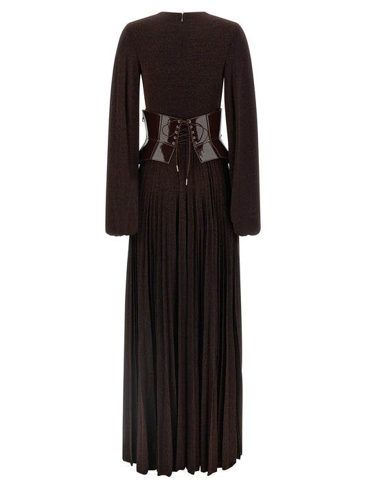 Brown Viscose Long Dress