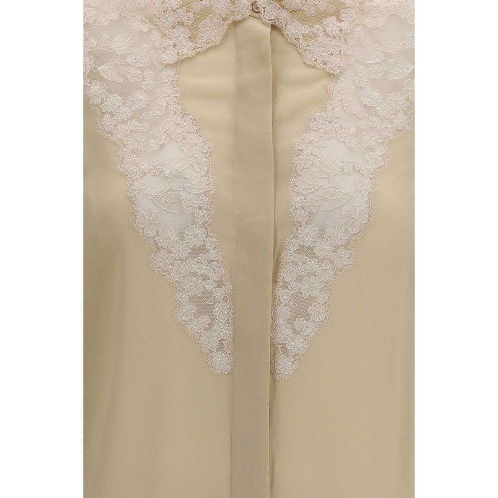 Beige Silk Dress Shirt