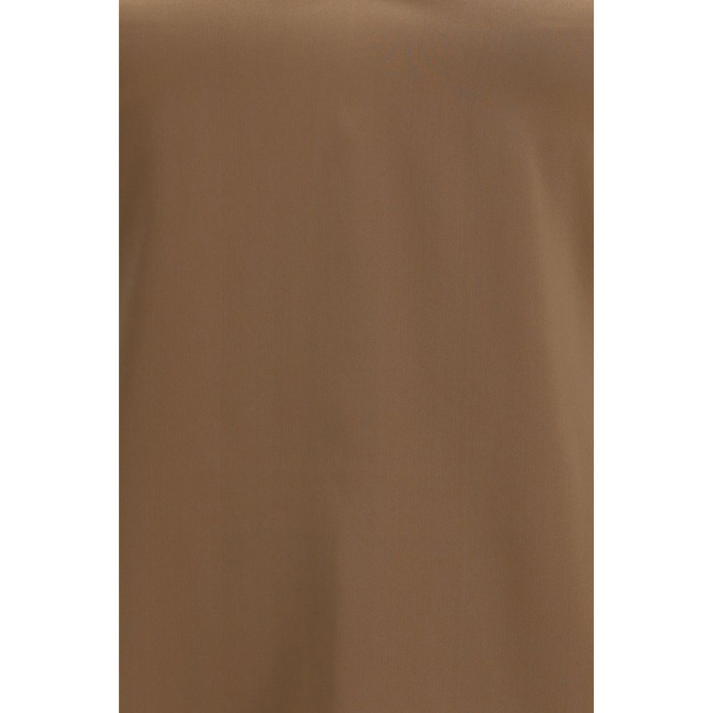 Brown Silk Sleeveles T-Shirt