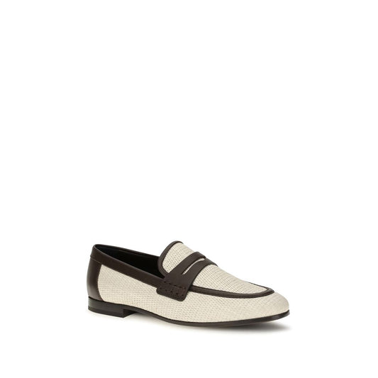 Beige Polyamide Slip-On Loafers
