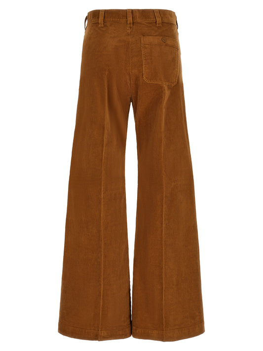Brown Cotton Flared Pants