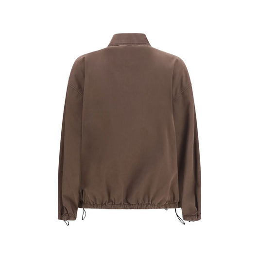 Brown Cotton Full-Length Jacket