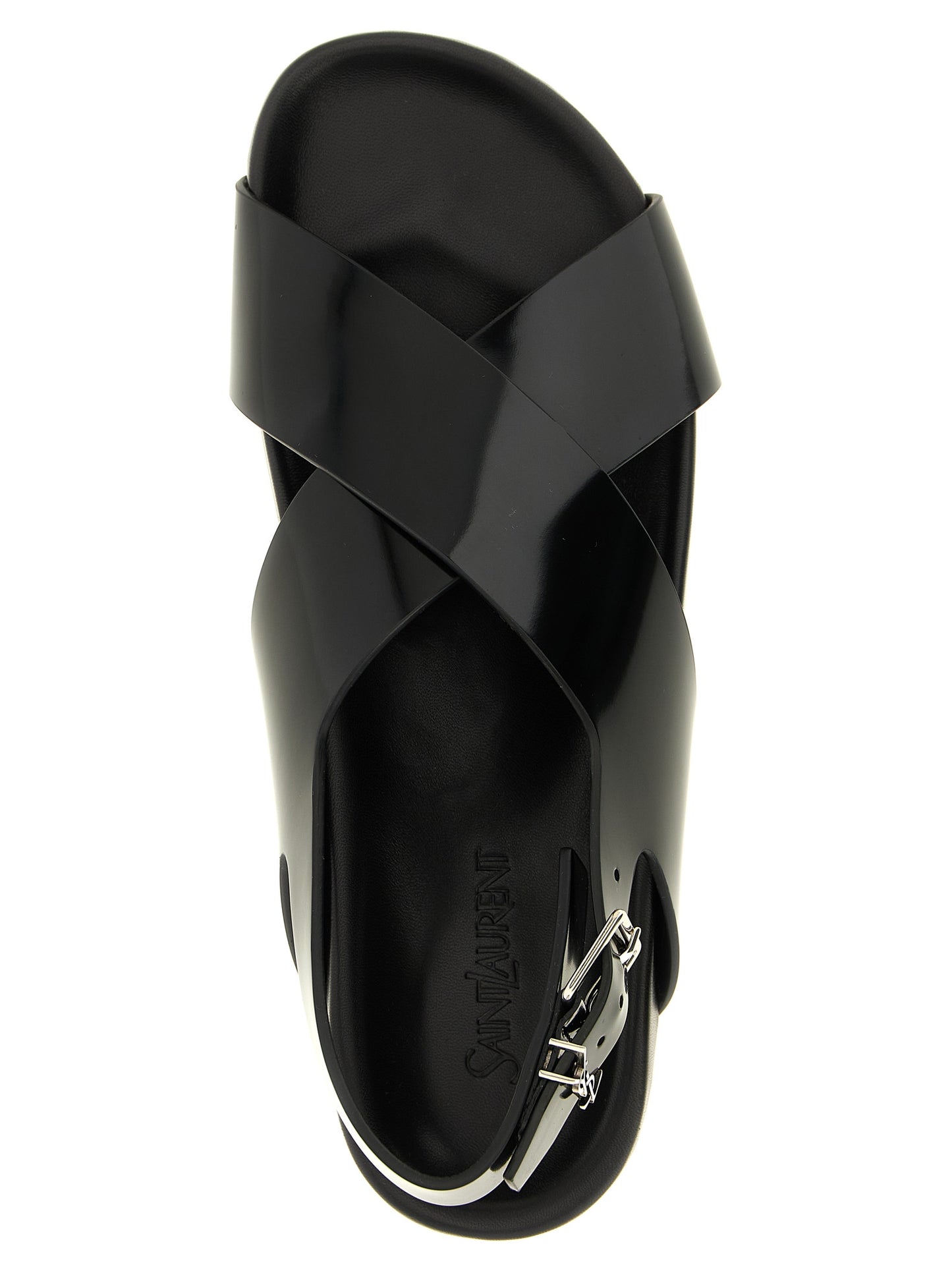 Black Calfskin Flat Sandals