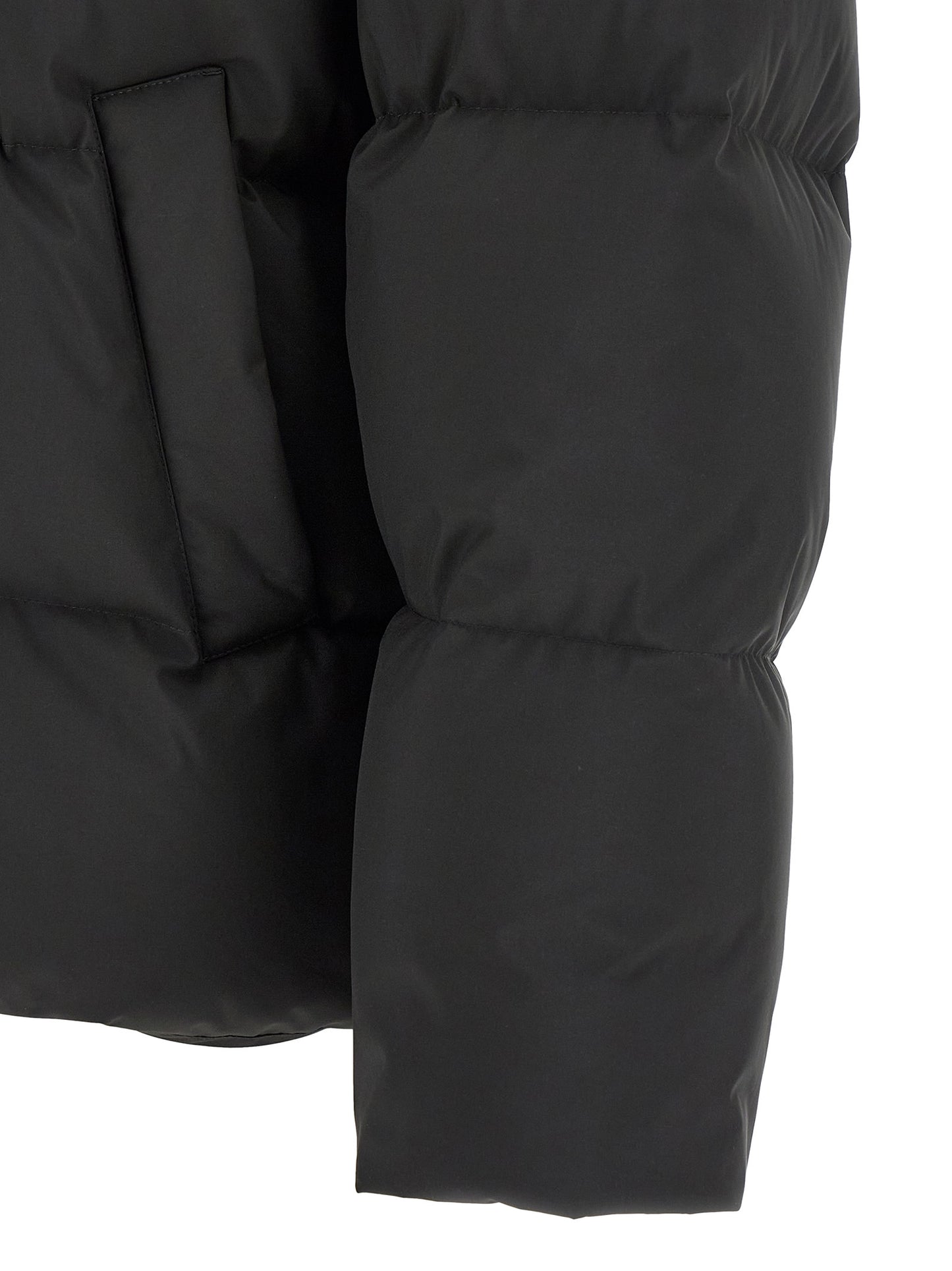 Black Polyester Full-Length Jacket