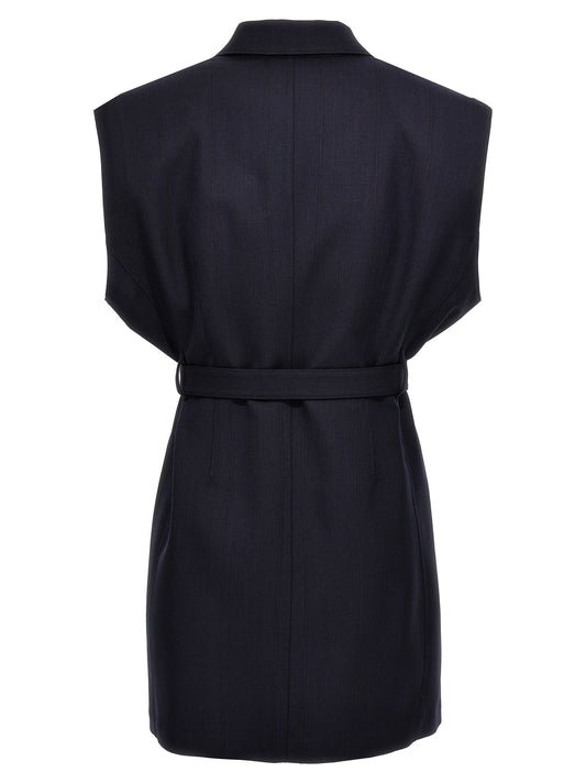 Blue Virgin Wool Sleeveless Jacket