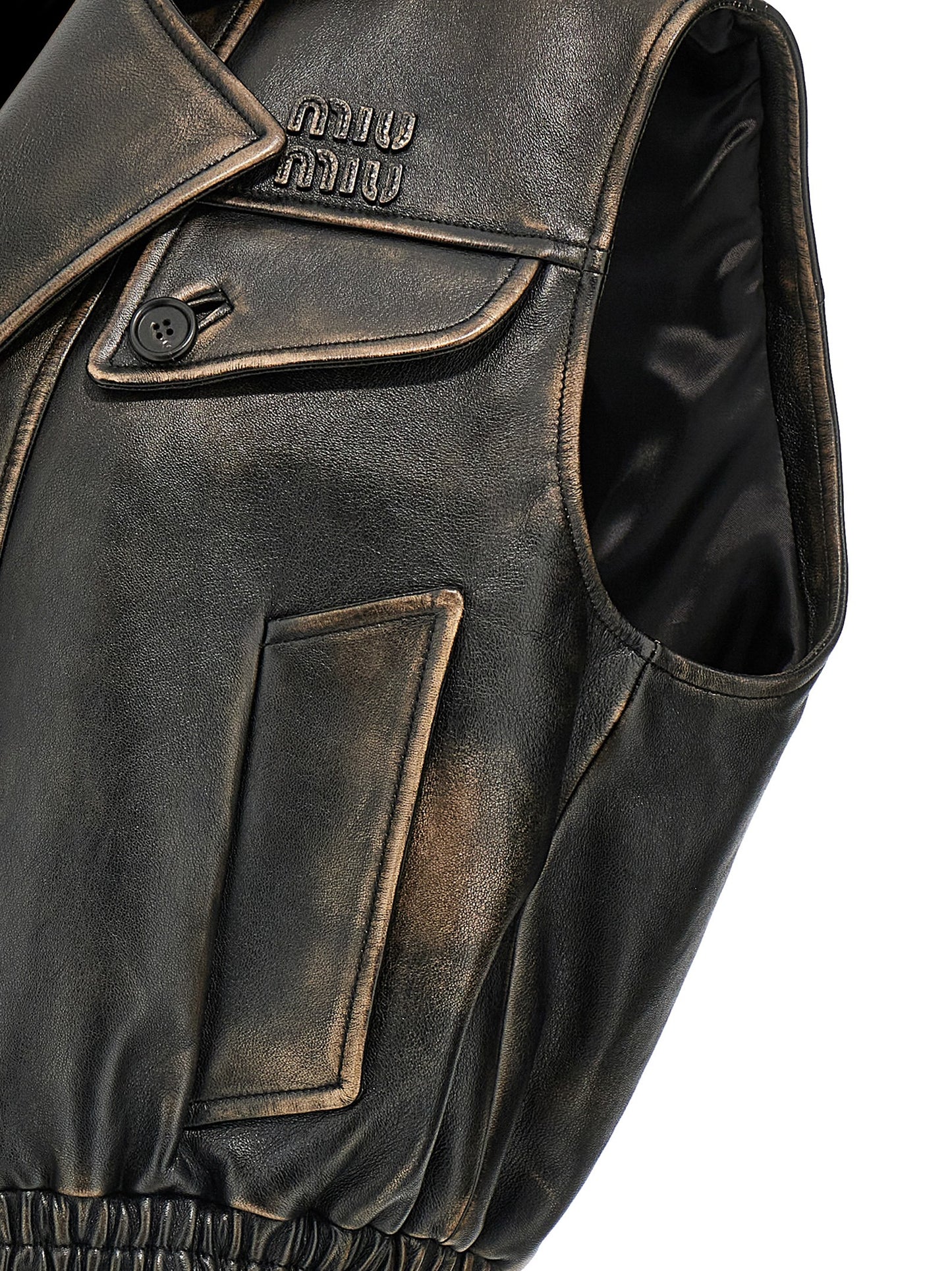 Brown Lamb Leather Sleeveless Jacket