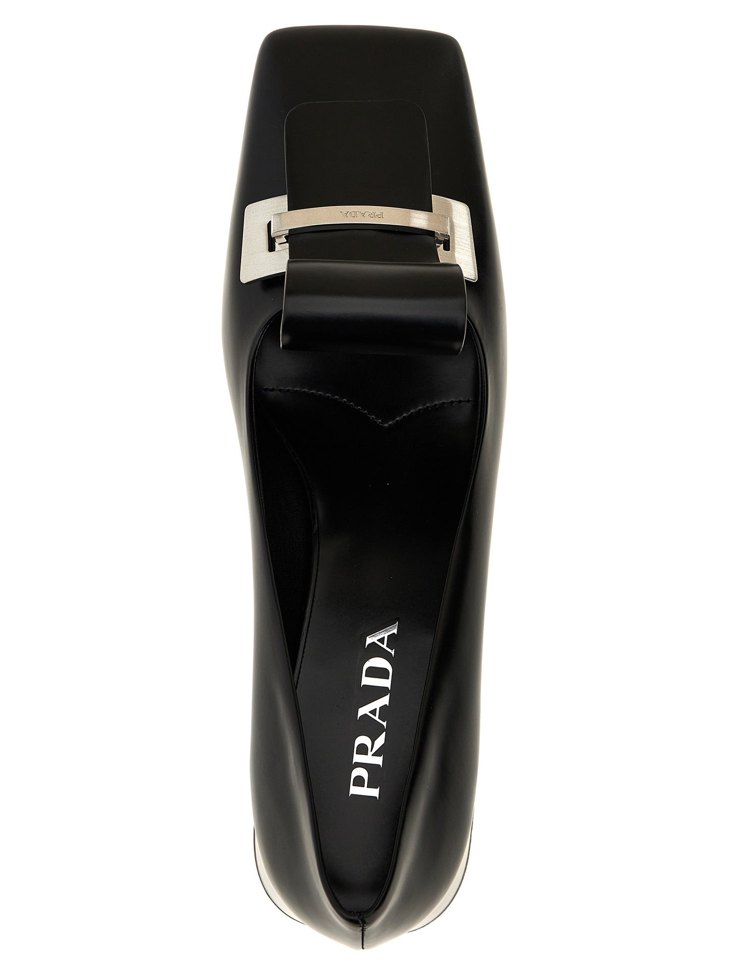 Black Calfskin Mid Heel Pumps