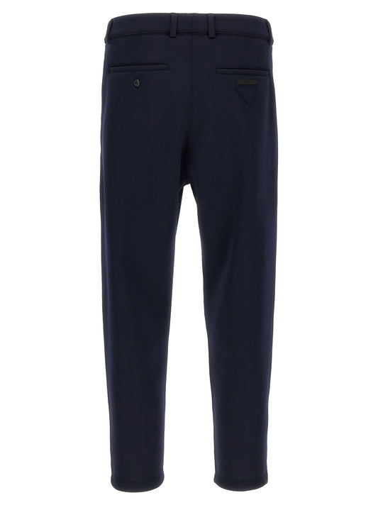 Blue Polyester Casual Pants