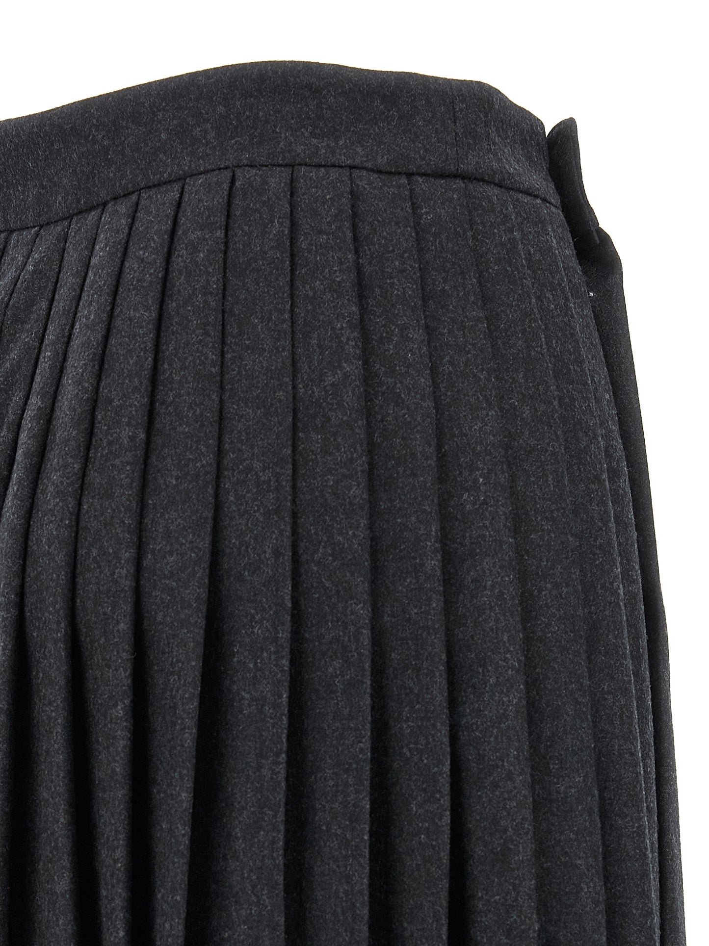 Gray Virgin Wool Midi Skirt