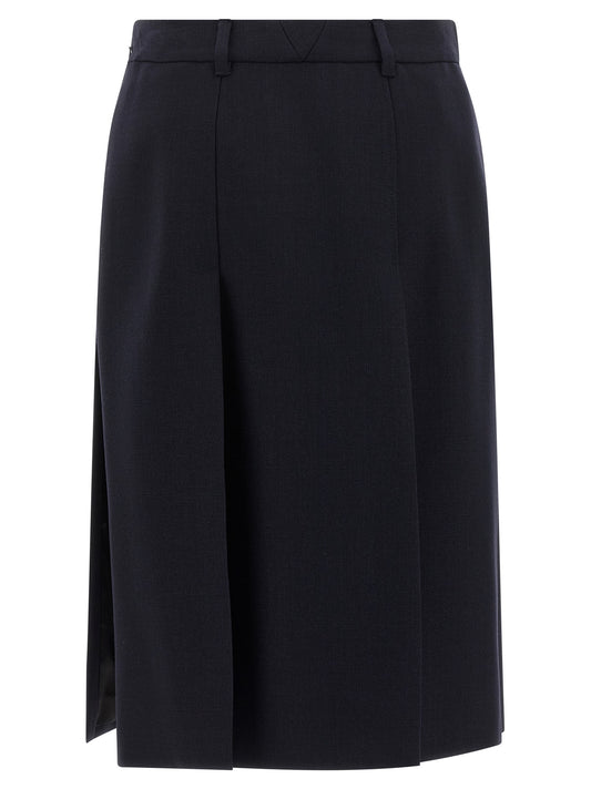 Blue Virgin Wool Midi Skirt