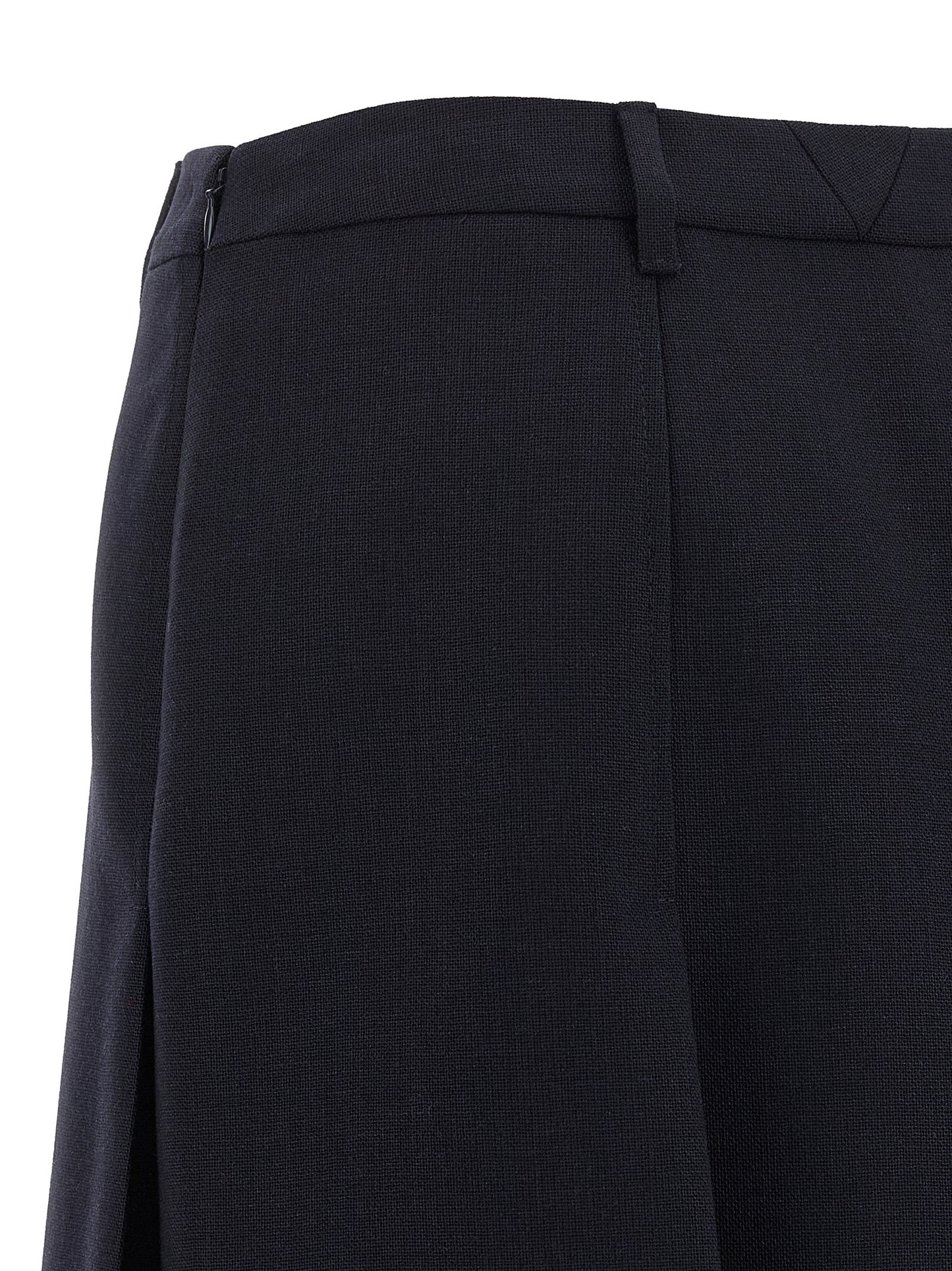 Blue Virgin Wool Midi Skirt