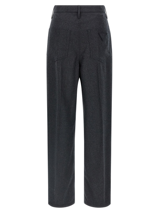 Gray Virgin Wool Casual Pants