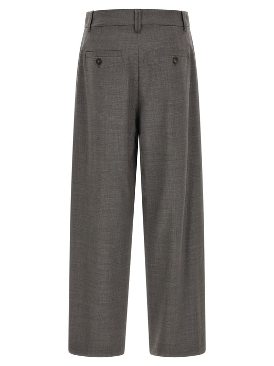 Gray Virgin Wool Cropped Pants