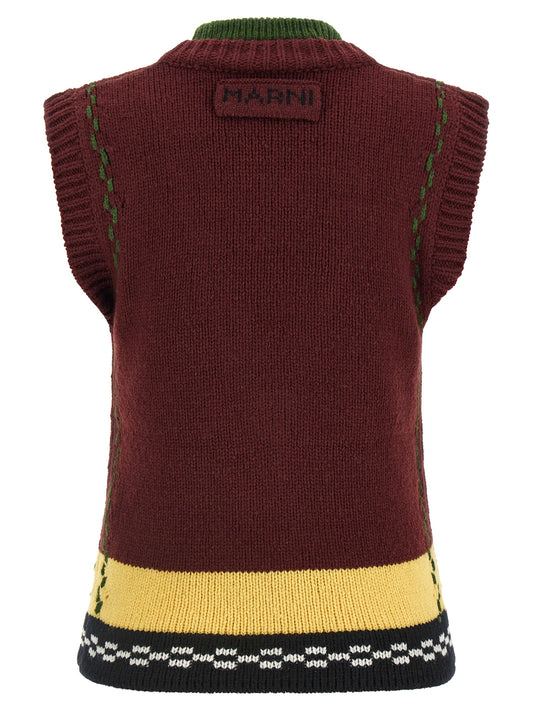 Bordeaux Wool Sleeveless Jacket