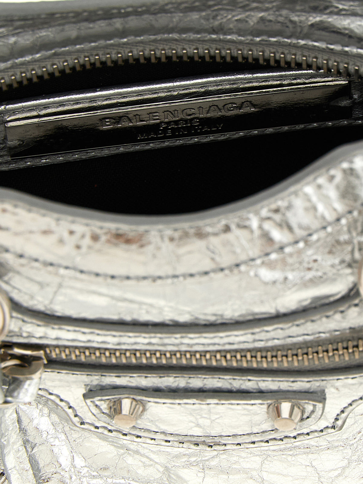 Silver Lamb Leather Crossbody Bag