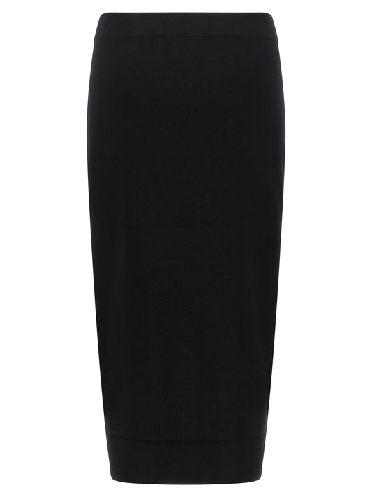 Black Viscose Midi Skirt