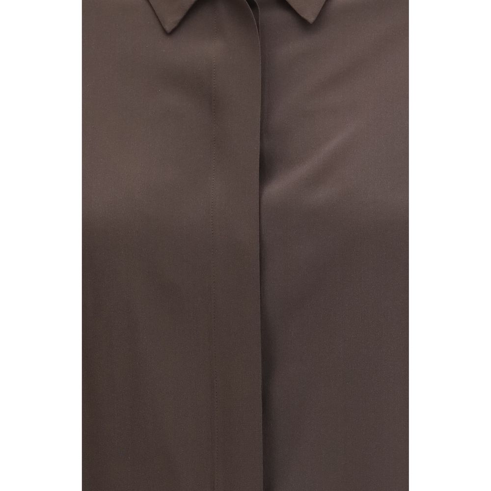 Brown Silk Dress Shirt