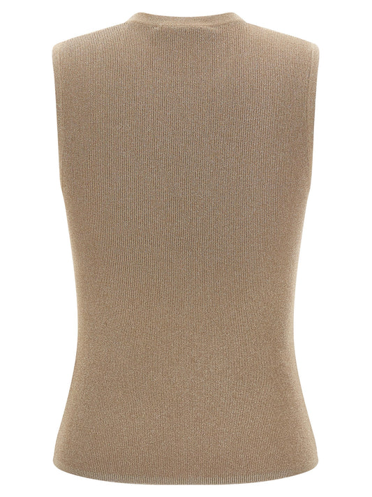 Beige Polyamide Sleeveles T-Shirt