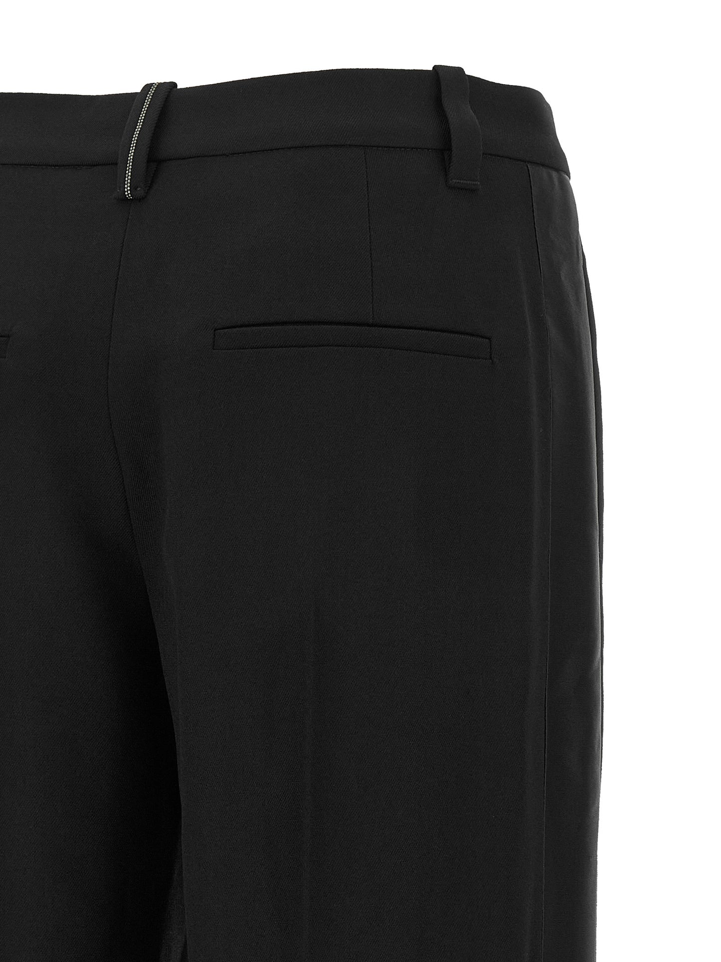 Black Virgin Wool Casual Pants