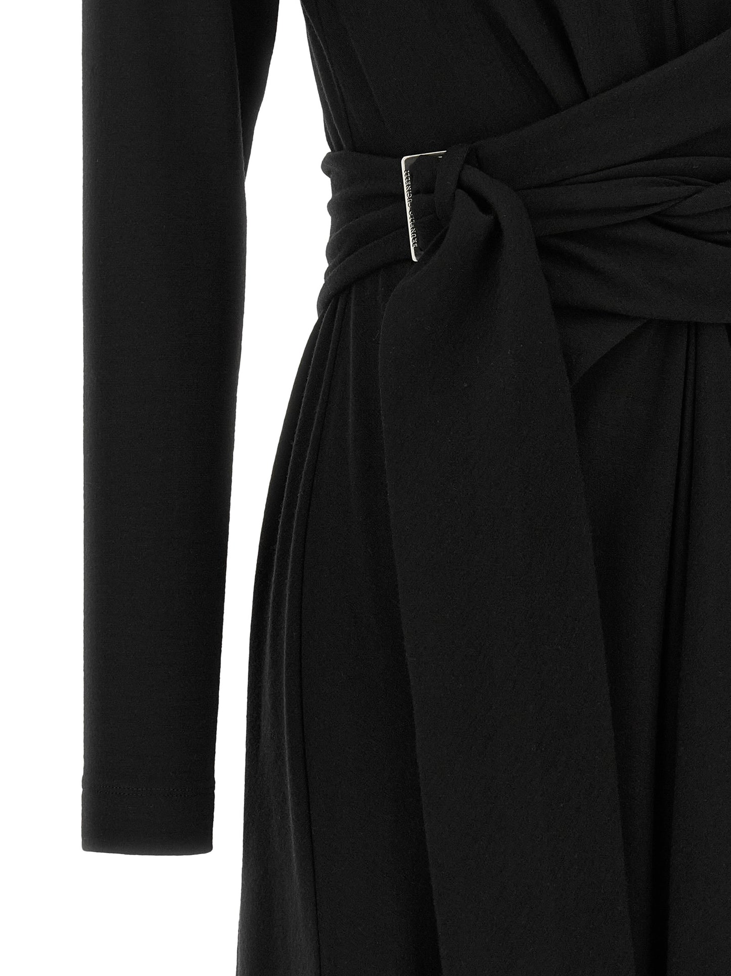 Black Virgin Wool Midi Dress