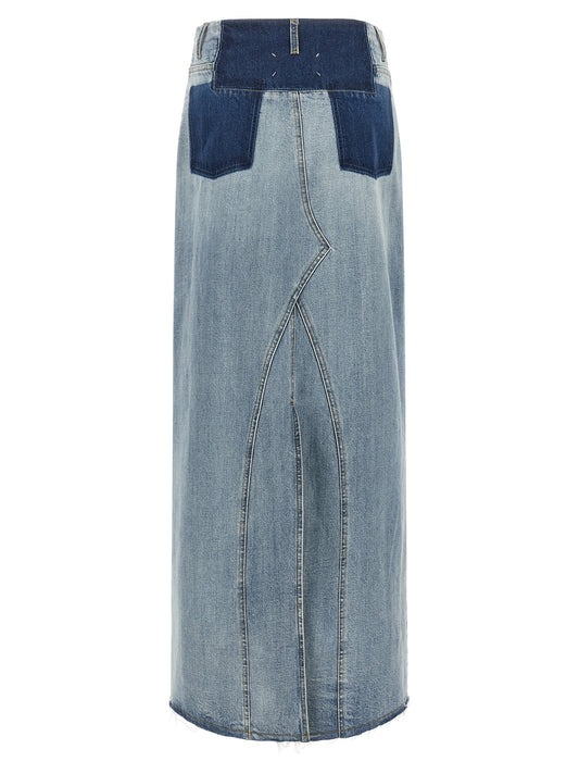 Blue Cotton Mini Skirt