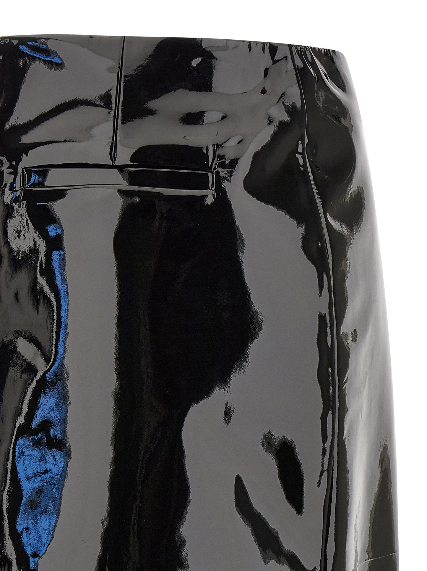Black Lamb Leather Midi Skirt
