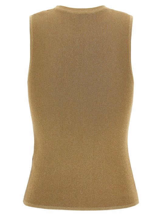 Gold Polyamide Sleeveles T-Shirt