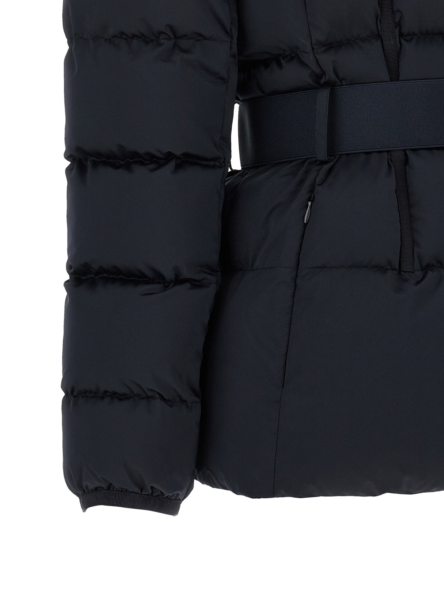 Black Polyester Full-Length Jacket