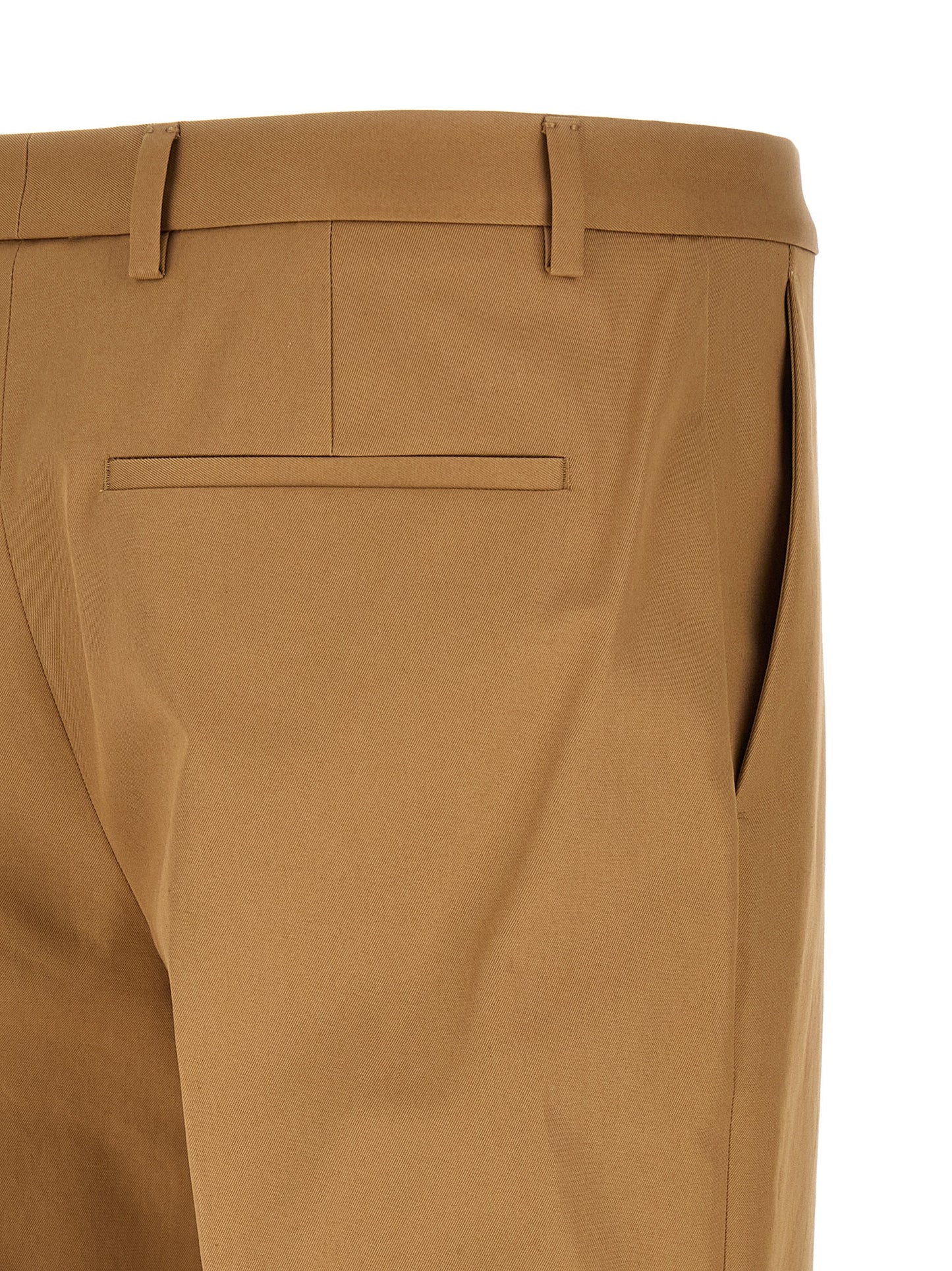 Beige Cotton Casual Pants