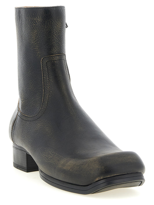 Black Calfskin Ankle Boots