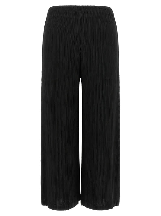 Black Polyester Casual Pants