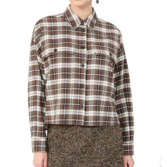 Brown Cotton Pattern Shirt