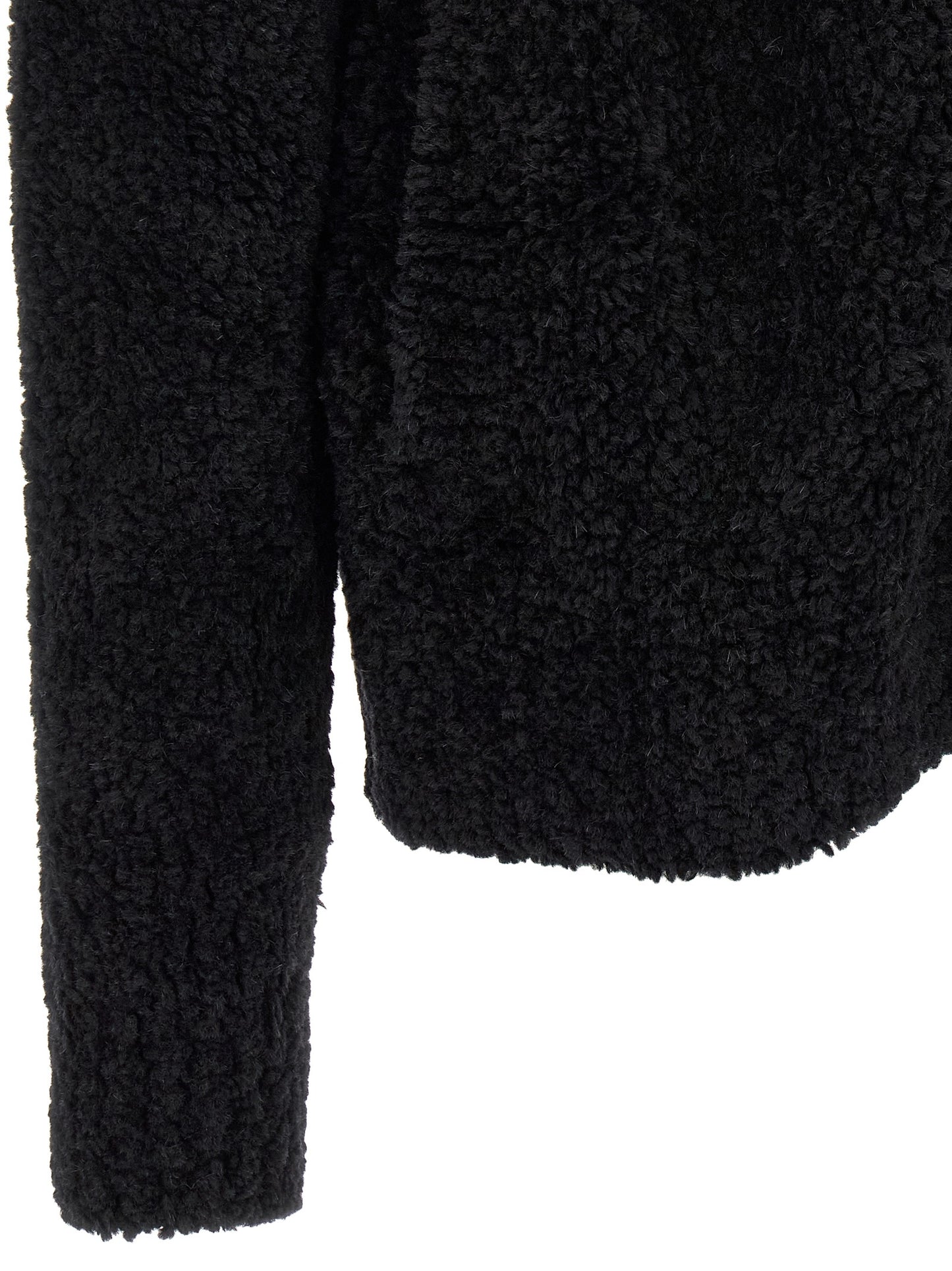 Black Alpaca Leather Cardigan