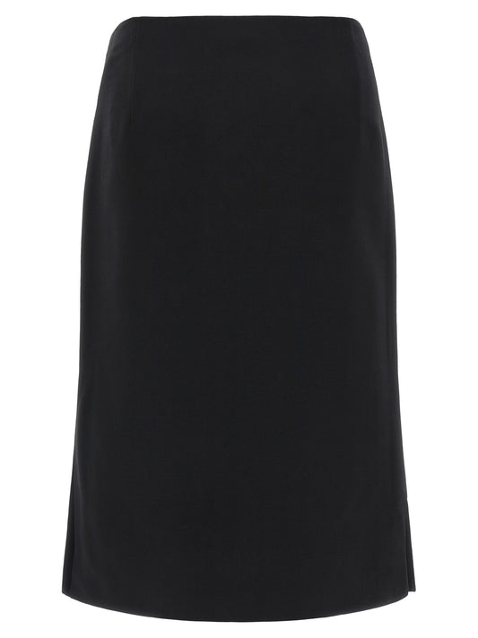 Black Wool Midi Skirt