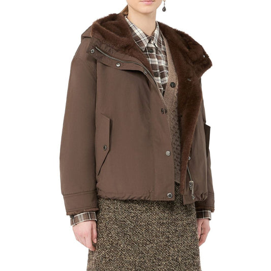 Brown Cotton Full-Length Jacket
