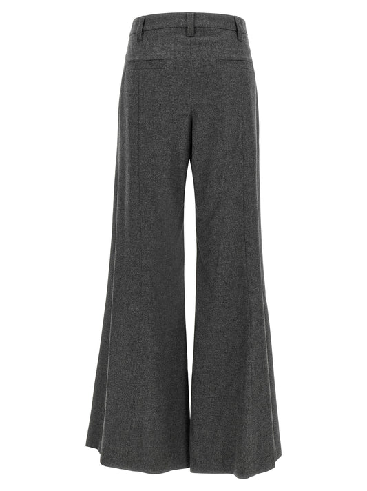 Gray Virgin Wool Flared Pants