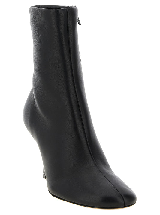 Black Lamb Leather Ankle Boots