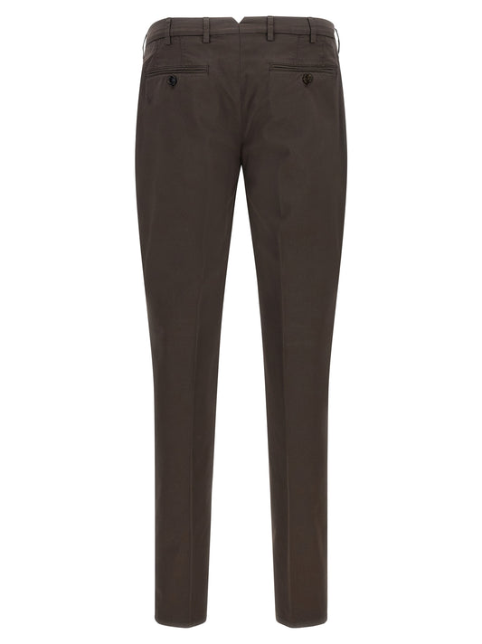 Brown Cotton Casual Pants