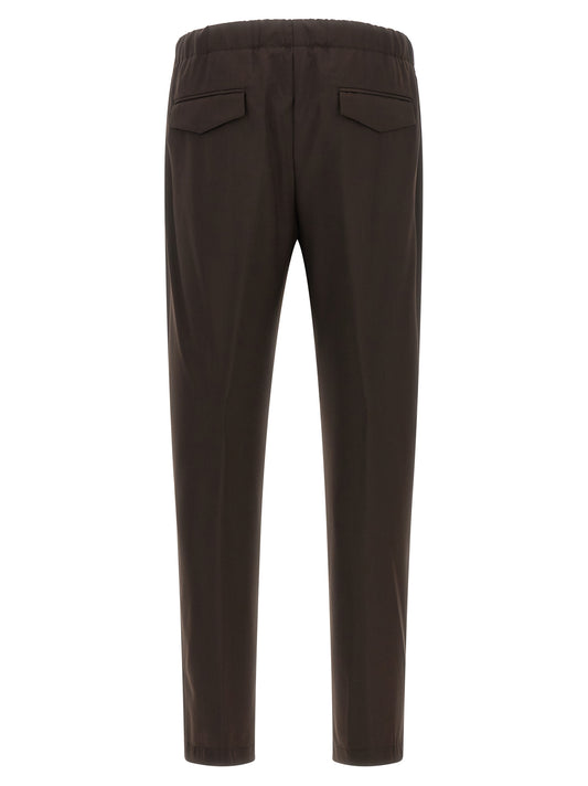 Brown Virgin Wool Casual Pants