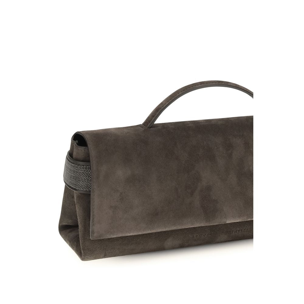 Brown Suede Leather Handbag